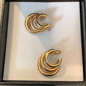3 Tier Gold Hoop Earrings